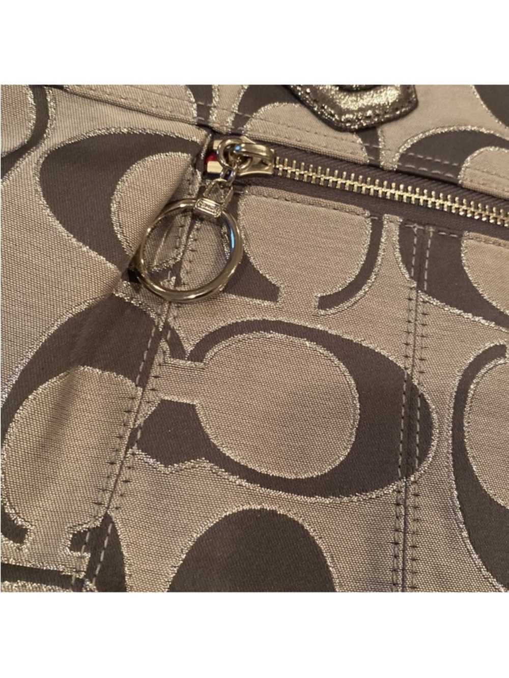 Coach Poppy Signature Glam Silver Tote - Picture 3 of 9